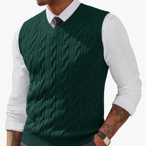 Paul Jones Men's Green Cable Knit Sweater Vest
